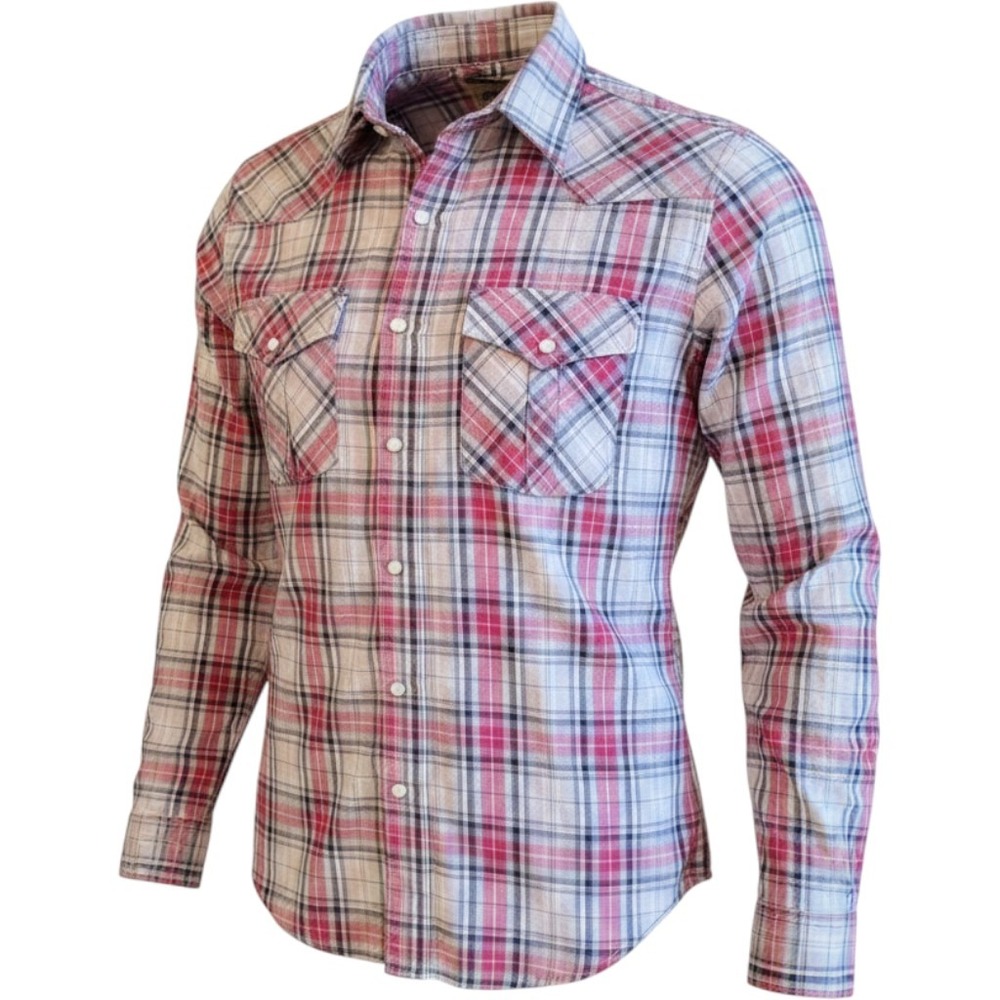 Coevals Club Western Snap Shirt Mens Small Red White Black Plaid Excellent Pearl